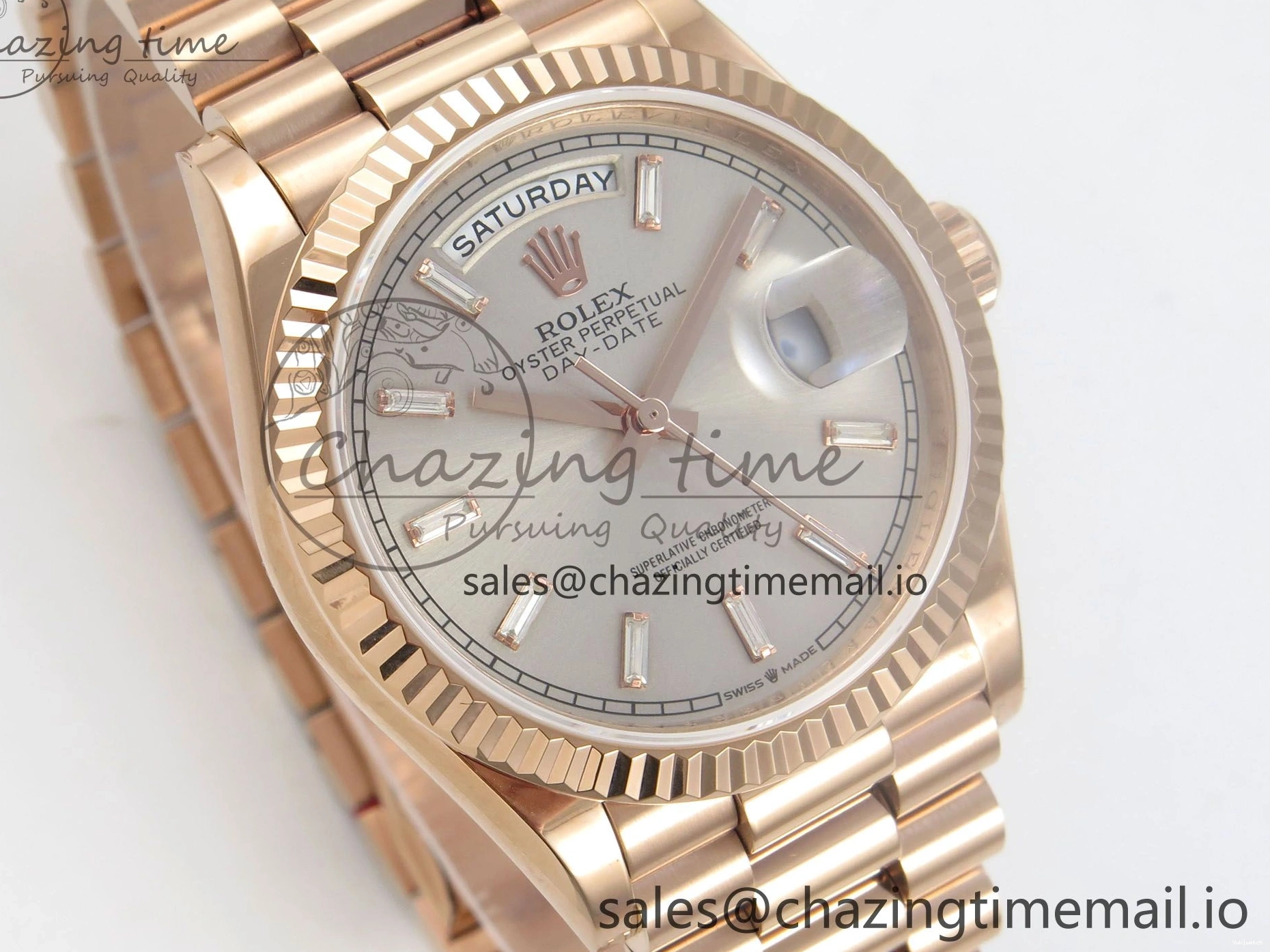 KF President 36 Weight) Day A2836 1:1 Edition Bracelet Date RG Best Crystal (Gain 128235 Dial on Silver 0125